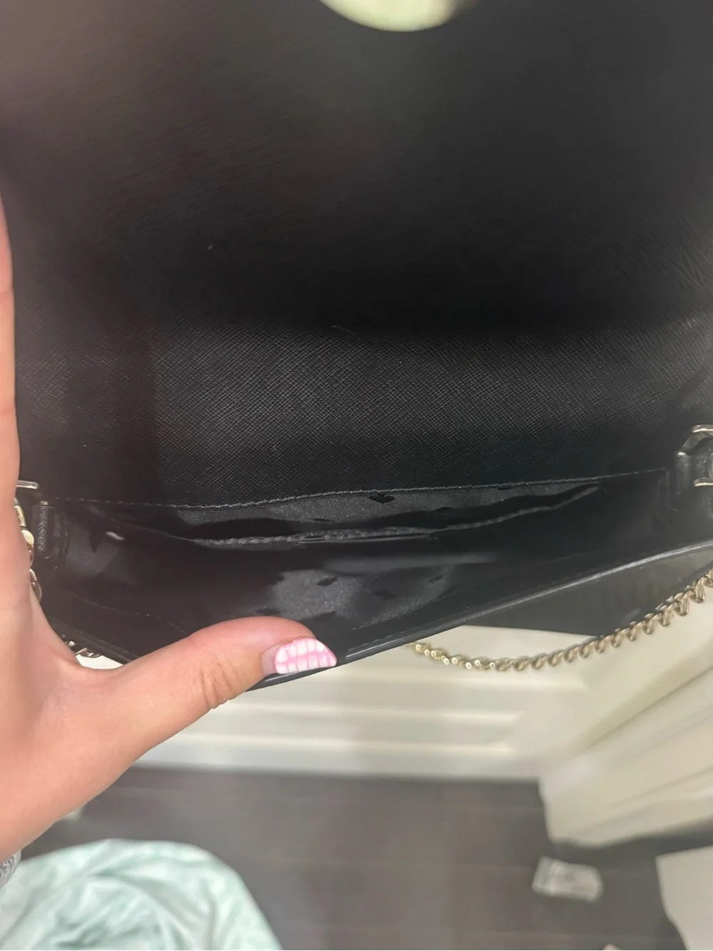 kate spade Black Saffiano Leather Crossbody with Gold Chain
